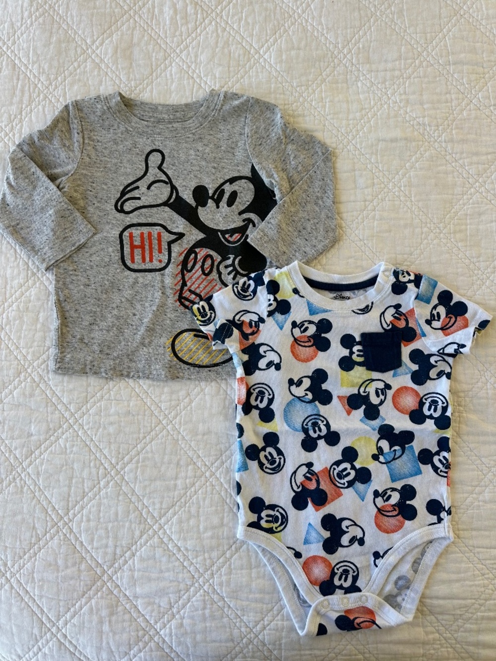 Mickey Mouse Long Sleeve Tshirt & Onesie Bundle 18 months